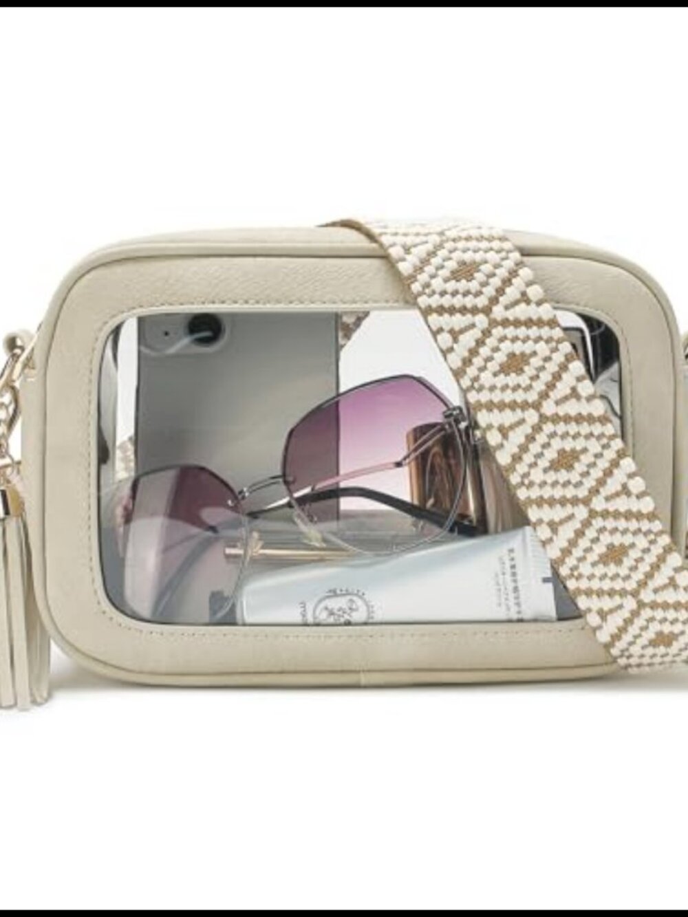 Clear Crossbody Bag Stadium Approved Waterproof Vegan Leather Messenger Purse